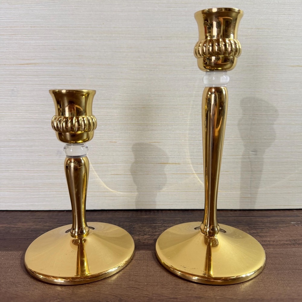 Solid Brass Taper Candle Holders (2) VTG 90s PartyLite Richmond Candlesticks